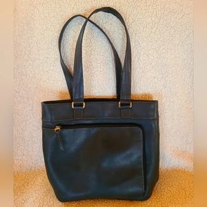 Nine West Elegant Black Leather Tote Bag